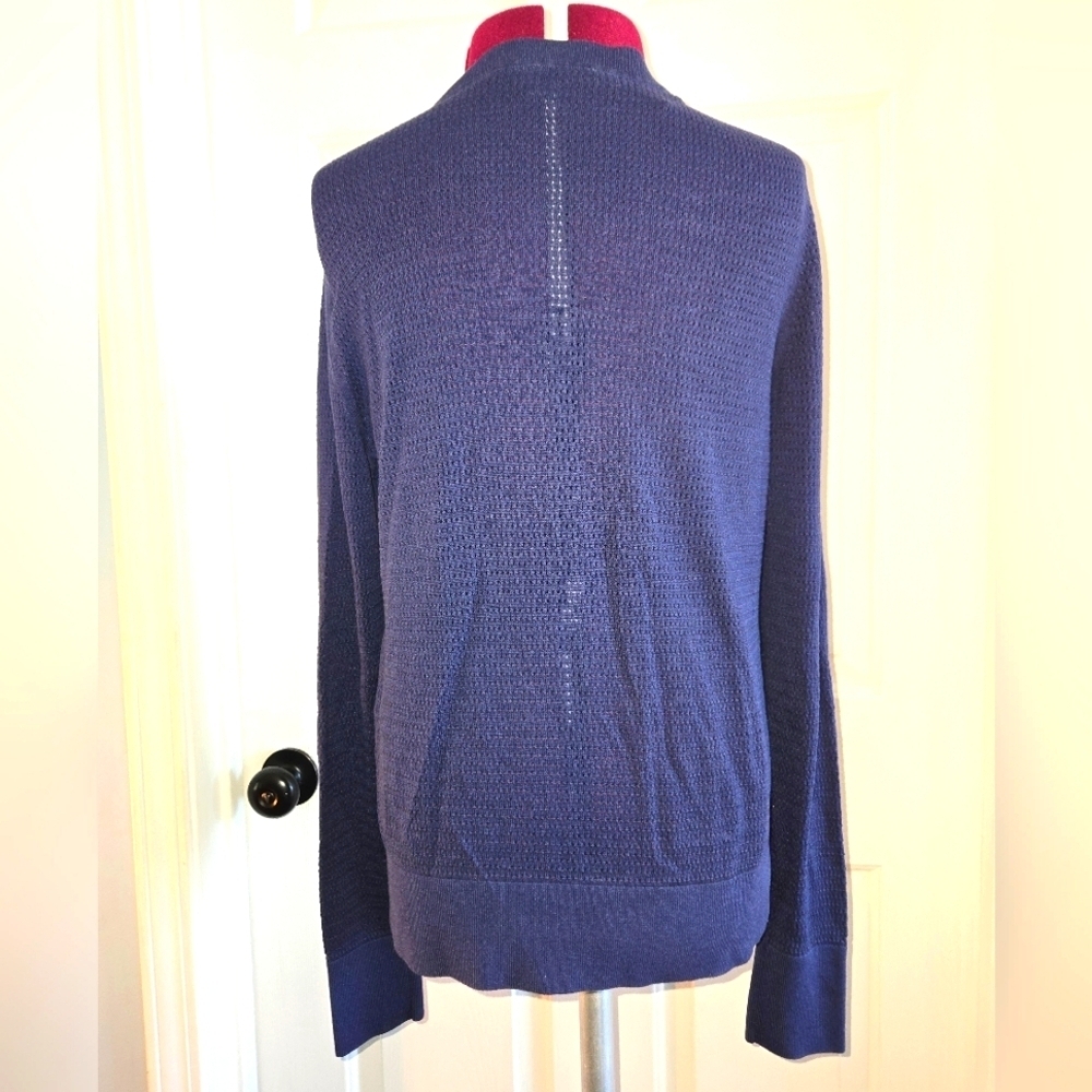 Banana Republic Small Navy Blue Silk Cotton Blend Button Up Cardigan - Picture 9 of 12